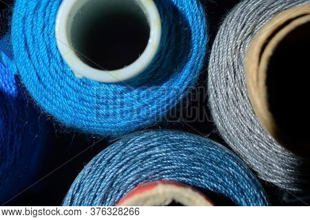 Multicolored Sewing Threads For Sewing On Bobbins. Close-up.