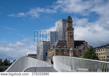 Malmo, Sweden - July 12, 2020: Malmo Live With Clarion Hotel And The World Maritime University In Th
