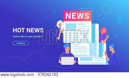 Flying Newspaper As A Notification Of Latest Updates For World, Entertainment And Politics . Vector 