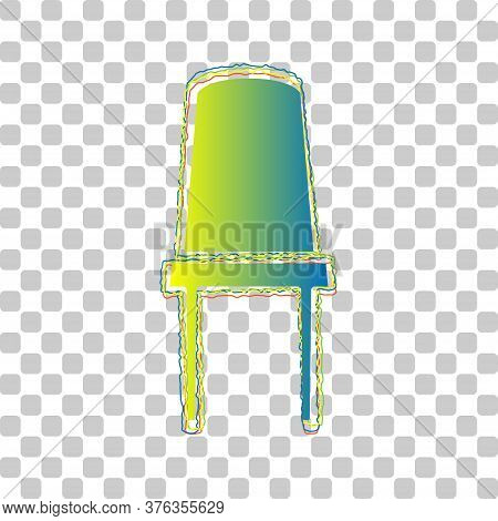 Office Chair Sign. Blue To Green Gradient Icon With Four Roughen Contours On Stylish Transparent Bac
