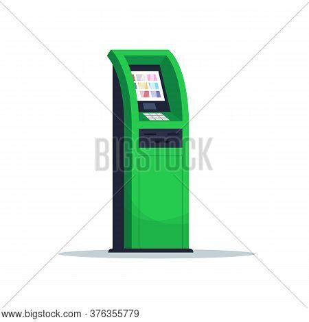 Atm For Payment Semi Flat Rgb Color Vector Illustration