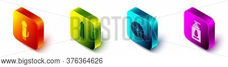Set Isometric Dildo Vibrator, Dildo Vibrator, Adult Label On Compact Disc And Personal Lubricant Ico