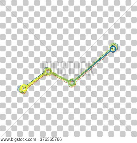 Finance And Chart Sign. Blue To Green Gradient Icon With Four Roughen Contours On Stylish Transparen