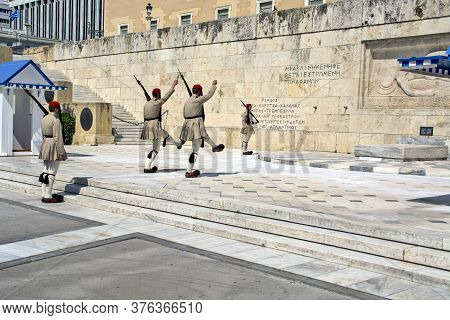 Ceremonial Changing Of The Guard In Athens