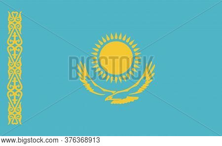 Kazakhstan National Flag In Exact Proportions - Vector