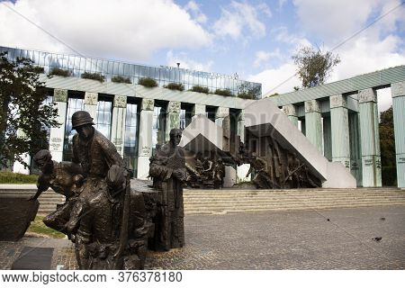Warsaw Uprising Monument Or Pomnik Powstania Warszawskiego Statue In Krasinski Square For Polish Or