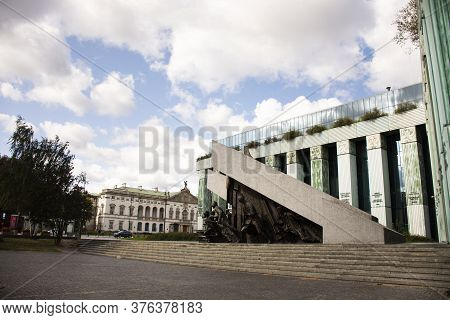 Warsaw Uprising Monument Or Pomnik Powstania Warszawskiego Statue In Krasinski Square For Polish Or
