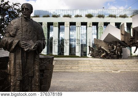 Warsaw Uprising Monument Or Pomnik Powstania Warszawskiego Statue In Krasinski Square For Polish Or