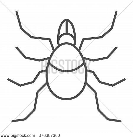 Mite Thin Line Icon, Insects Concept, Acarus Sign On White Background, Tick Icon In Outline Style Fo