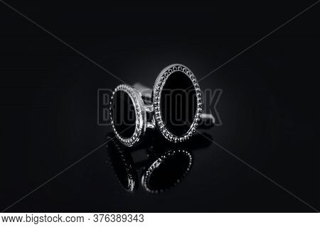 Cufflinks On Black Backgrounds Luxury Fashion Wear