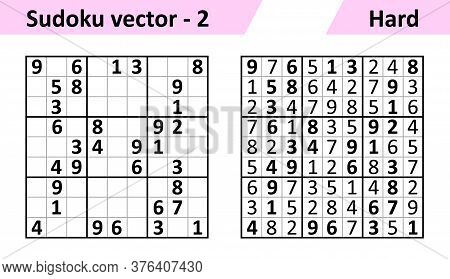 Sudoku Game With Answers. Simple Vector Design Set