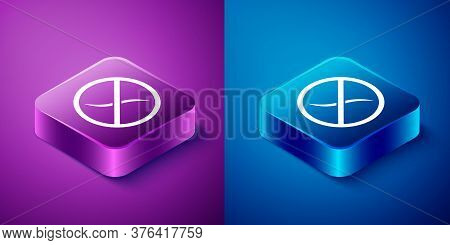 Isometric Anti Worms Parasite Icon Isolated On Blue And Purple Background. Square Button. Vector