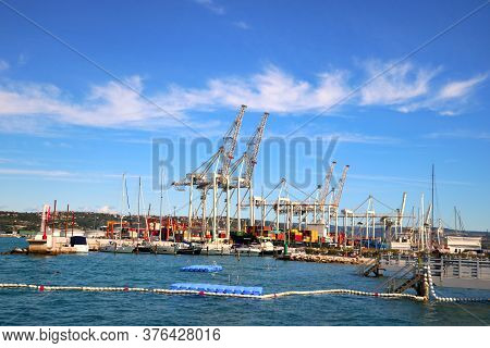 Koper, Slovenia, September 26, 2019: Port In The City Of Koper