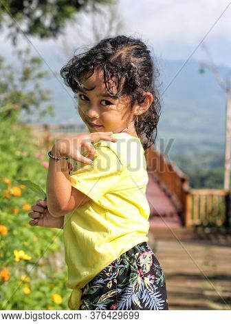Curly Girl Smile In The Garden. Taken January 2020 In Salatiga, Indonesia