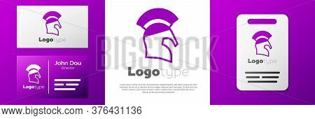 Logotype Greek Helmet Icon Isolated On White Background. Antiques Helmet For Head Protection Soldier