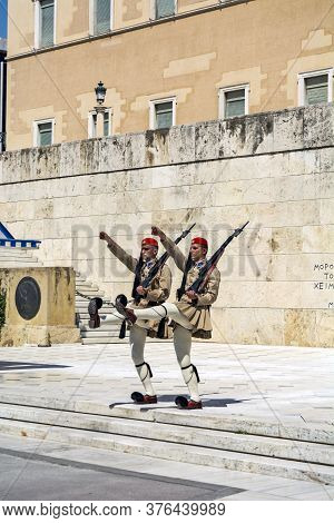 Ceremonial Changing Of The Guard In Athens