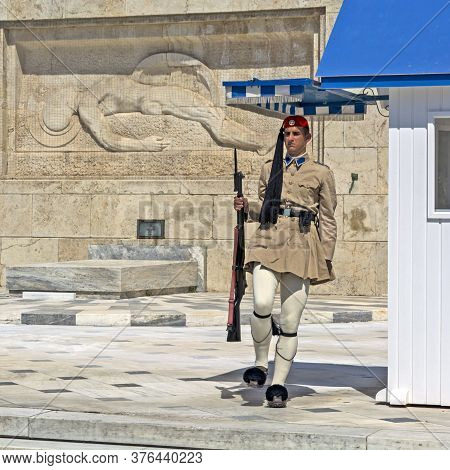 Ceremonial Changing Of The Guard In Athens