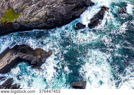 Aerial View Of The Coastline At Daros In County Donegal - Ireland.