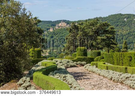 Marqueyssac, Dordogne, France - August 13, 2019: The Jardins de Marqueyssac in the Dordogne region of France