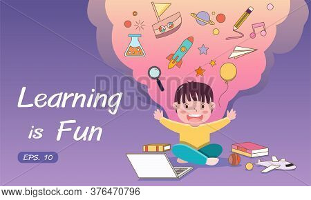 E-learning For Kids, Landing Page Template. Online Early Childhood Education Courses. Home Schooling