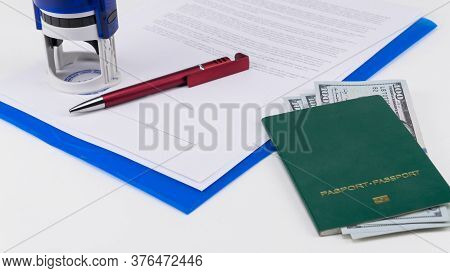 Green Passport With The Money