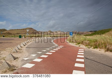 Empty Parking Place Without Foreign Tourists After The Coronavirus Pandemic. Hargen Aan Zee, Netherl