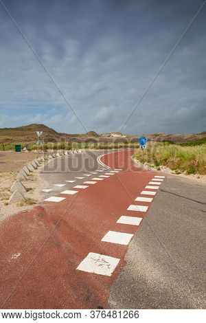 Empty Parking Place Without Foreign Tourists After The Coronavirus Pandemic. Hargen Aan Zee, Netherl