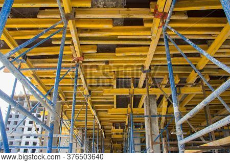 Construction Equipment. Construction Site Work. Concrete Formwork And Floor Bams. Construction Beam 
