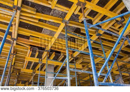 Construction Equipment. Construction Site Work. Concrete Formwork And Floor Bams. Construction Beam 