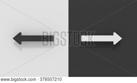 3d Rendering Of A Half Black And Half White Background With To Arrows Pointing In Oppisite Direction