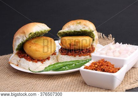 Indian Burger Known As Bombay Vada Paav Famous Street Food From India
