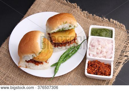 Indian Burger Known As Bombay Vada Paav Famous Street Food From India