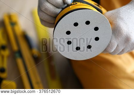 Surface Sander Machine, Construction Equipment. Repair And Construction Work Carpenter. Tool For Pol