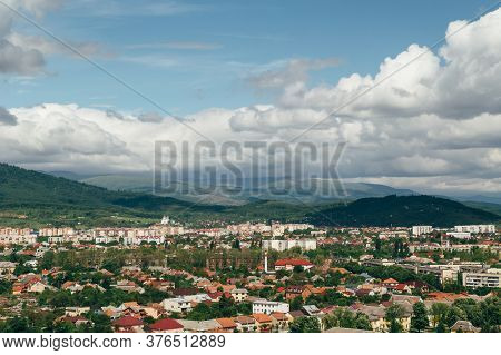 Mukachevo, Ukraine - May, 8 2017: Beautiful Panoramic View Of Mukachevo, Ukraine From The Top Of The
