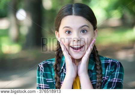 Essence Of Skincare. Happy Girl Smile Outdoors. Natural Skincare. Beauty Look Of Little Child. Summe