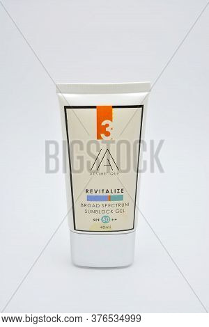 Quezon City, Ph - July 8 - Aesthetique Revitalize Broad Spectrum Sunblock Gel Tube On July 8, 2020 I