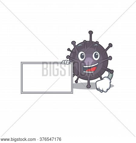 Cartoon Character Style Of Salmonella Holding A White Board