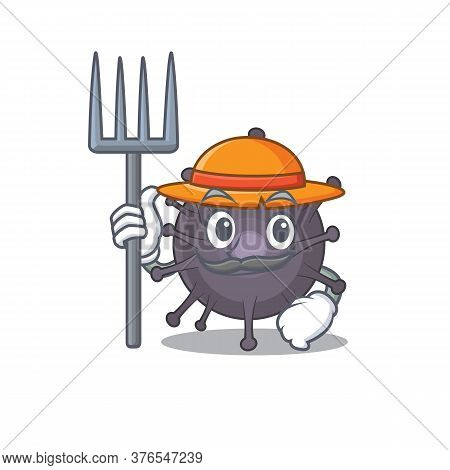 Farmer Salmonella Mascot Design Working With A Hat