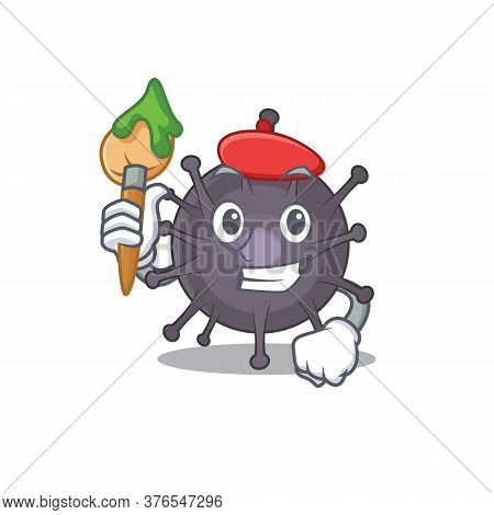 Salmonella Artist Cartoon Picture Style Paint A Landscape Using A Brush