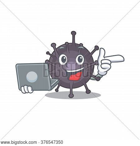A Neat Cartoon Character Of Salmonella L Working At Home During Pandemic