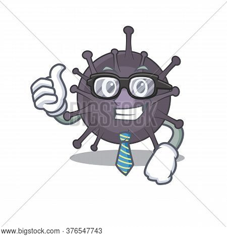 Cartoon Mascot Style Of Salmonella Businessman With Glasses And Tie