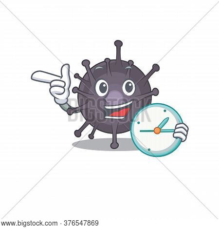 A Picture Of Cheery Salmonella Holding A Clock