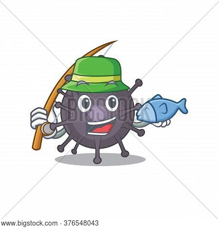 Cartoon Design Style Of Salmonella Ready Goes To Fishing