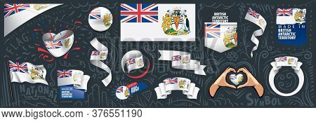 Vector Set Of The National Flag Of British Antarctic Territory