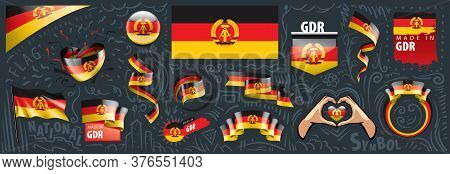 Vector Set Of The National Flag Of Gdr In Various Creative Designs