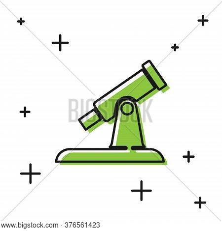 Black Telescope Icon Isolated On White Background. Scientific Tool. Education And Astronomy Element,