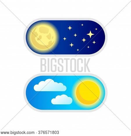Day And Night Switcher - Web Button With Night Sky And Moon And With Blue Cloudy Sky And Sun - Isola