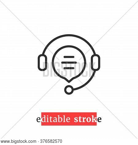Minimal Editable Stroke Hotline Icon. Flat Linear Change Line Thickness Simple Operator Logotype Gra