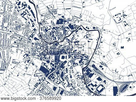 Map Of The City Of Norwich, England, Uk