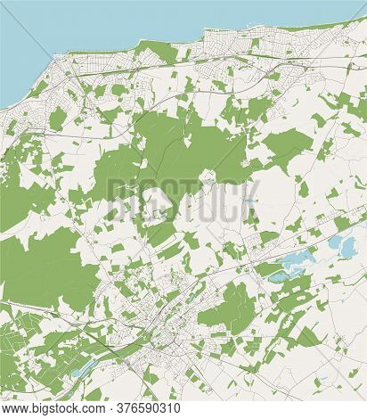 Map Of The City Of Canterbury, Kent, Uk